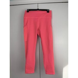 Fabletics Powerhold High Waisted Mesh Pocket Leggings Neon Pink Coral Womens L